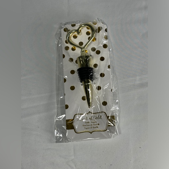 NWT- Kate Aspen Heart of Gold Bottle Wine Stopper Party Favor Guest Gift - Picture 2 of 5